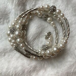 Wrap Around Coil Bracelet w/ Faux Pearls‎